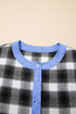 Classic Plaid Print Half Placket Long Sleeve Blouse