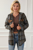 Classic Plaid Print Hooded Drawstring Layering Shacket
