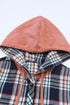 Classic Plaid Print Hooded Drawstring Layering Shacket