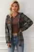 Classic Plaid Print Hooded Drawstring Layering Shacket