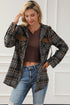 Classic Plaid Print Hooded Drawstring Layering Shacket