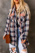 Classic Plaid Print Hooded Drawstring Layering Shacket