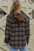 Classic Plaid Print Hooded Drawstring Layering Shacket