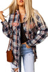 Classic Plaid Print Hooded Drawstring Layering Shacket