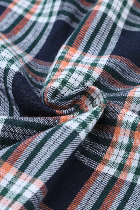 Classic Plaid Print Hooded Drawstring Layering Shacket