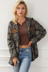 Classic Plaid Print Hooded Drawstring Layering Shacket