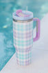 Classic Plaid Print Insulated Alloy Travel Tumbler