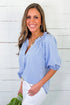 Classic Plaid Print V Neck Puff Sleeve Blouse