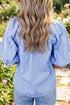 Classic Plaid Print V Neck Puff Sleeve Blouse