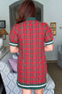 Classic Plaid Short Sleeve Shift Style Mini Dress