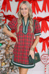 Classic Plaid Short Sleeve Shift Style Mini Dress