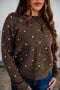 Classic Polka Dot Crew Neck Knit Sweater