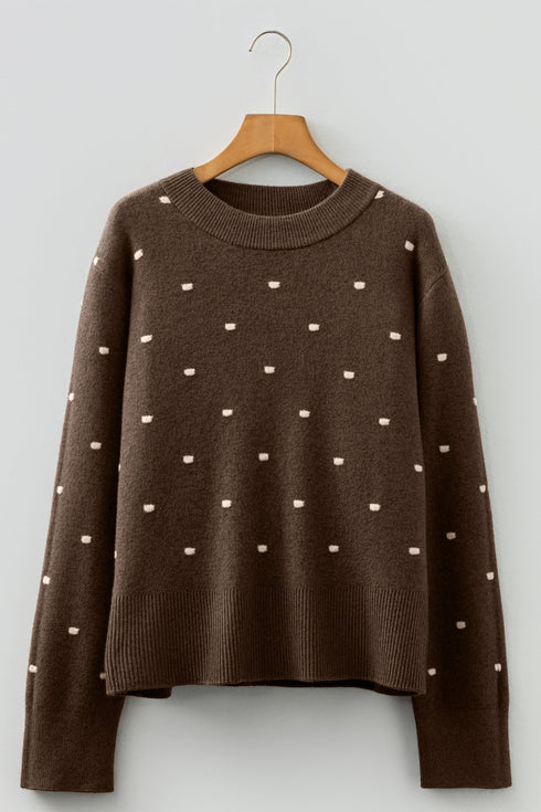 Classic Polka Dot Crew Neck Knit Sweater
