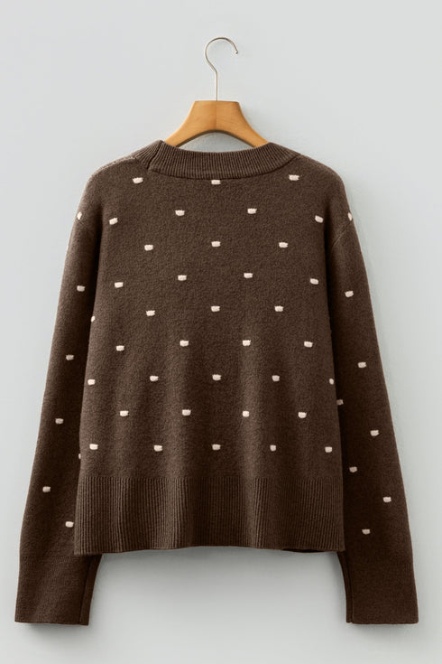 Classic Polka Dot Crew Neck Knit Sweater