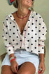 Classic Polka Dot Print Contrast Piping Detail Shirt