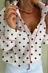 Classic Polka Dot Print Contrast Piping Detail Shirt