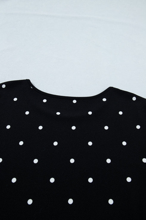 Classic Polka Dot Print Patterned Stretch T Shirt
