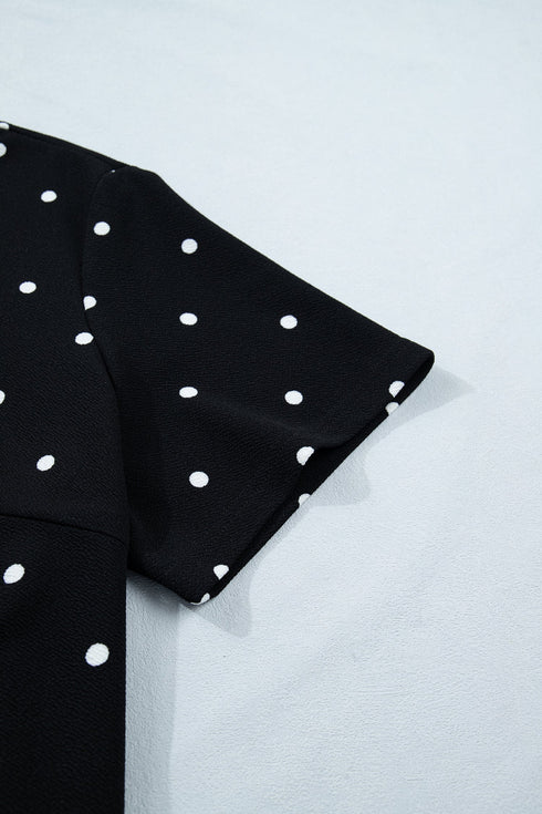 Classic Polka Dot Print Patterned Stretch T Shirt
