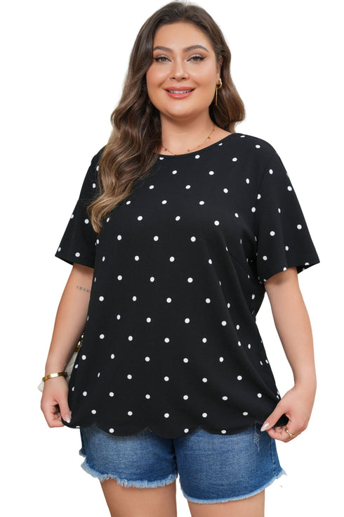 Classic Polka Dot Print Patterned Stretch T Shirt