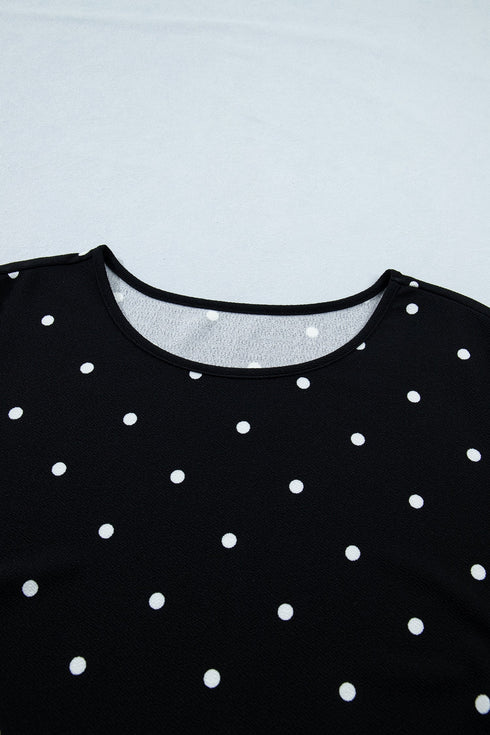 Classic Polka Dot Print Patterned Stretch T Shirt
