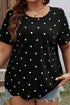 Classic Polka Dot Print Patterned Stretch T Shirt