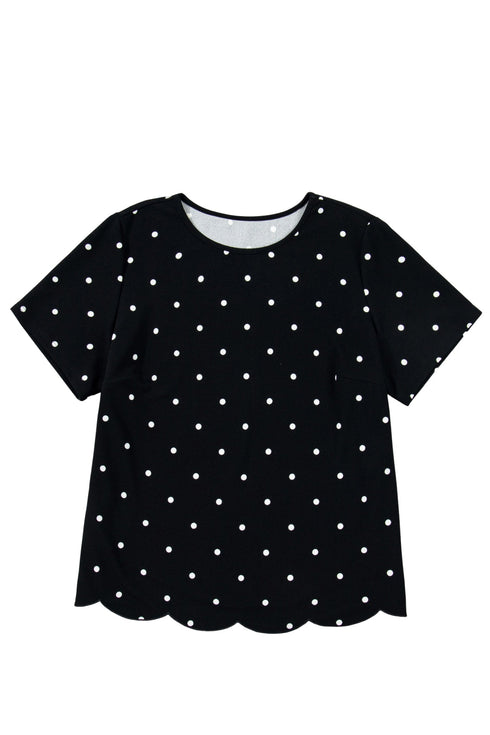 Classic Polka Dot Print Patterned Stretch T Shirt