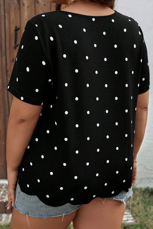 Classic Polka Dot Print Patterned Stretch T Shirt