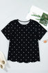 Classic Polka Dot Print Patterned Stretch T Shirt
