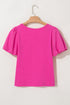 Classic Round Neck Casual T-shirt Elevated By Playful Voluminous Puff Sleeve Details