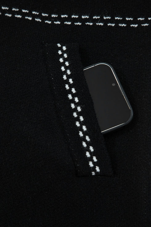 Classic Stitch Detail Round Neck Button Cardigan