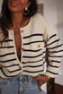 Classic Stripe Button Front Collared Knit Cardigan