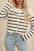 Classic Stripe Button Front Collared Knit Cardigan