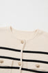 Classic Stripe Button Front Collared Knit Cardigan