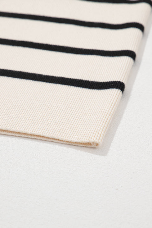 Classic Stripe Button Front Collared Knit Cardigan