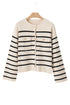Classic Stripe Button Front Collared Knit Cardigan