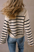 Classic Stripe Button Front Collared Knit Cardigan