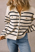 Classic Stripe Button Front Collared Knit Cardigan