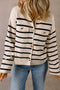 Classic Stripe Button Front Collared Knit Cardigan