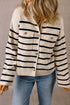 Classic Stripe Button Front Collared Knit Cardigan