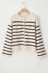 Classic Stripe Button Front Collared Knit Cardigan