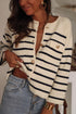 Classic Stripe Button Front Collared Knit Cardigan