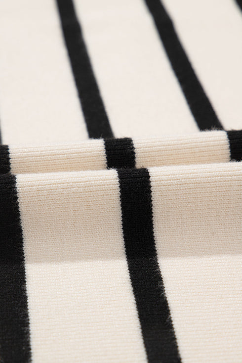 Classic Stripe Button Front Collared Knit Cardigan