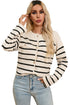 Classic Stripe Button Front Collared Knit Cardigan