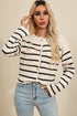 Classic Stripe Button Front Collared Knit Cardigan