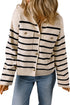 Classic Stripe Button Front Collared Knit Cardigan