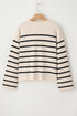 Classic Stripe Button Front Collared Knit Cardigan