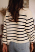 Classic Stripe Button Front Collared Knit Cardigan