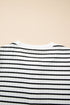 Classic Stripe Textured Short Sleeve Button Front Henley Tee Top