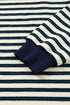 Classic Striped Print Zipper V Neck Long Sleeve Top