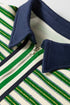 Classic Striped Print Zipper V Neck Long Sleeve Top